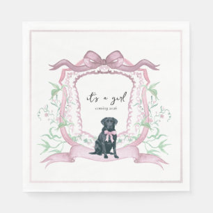 Schwarzes Labrador Coquette Pink Anpassbares Wappe Serviette