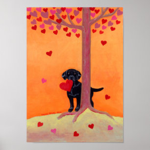 Schwarzes Labrador der Herbstfarbe Poster