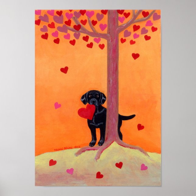Schwarzes Labrador der Herbstfarbe Poster (Vorne)