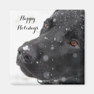 Schwarzes Labrador frohe Feiertage Magnet