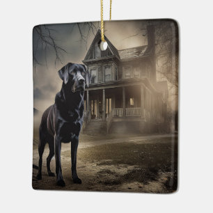 Schwarzes Labrador Halloween Beängstigend Keramikornament