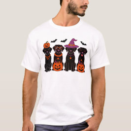 Schwarzes Labrador Halloween Pumpkins Fledermäuse T-Shirt