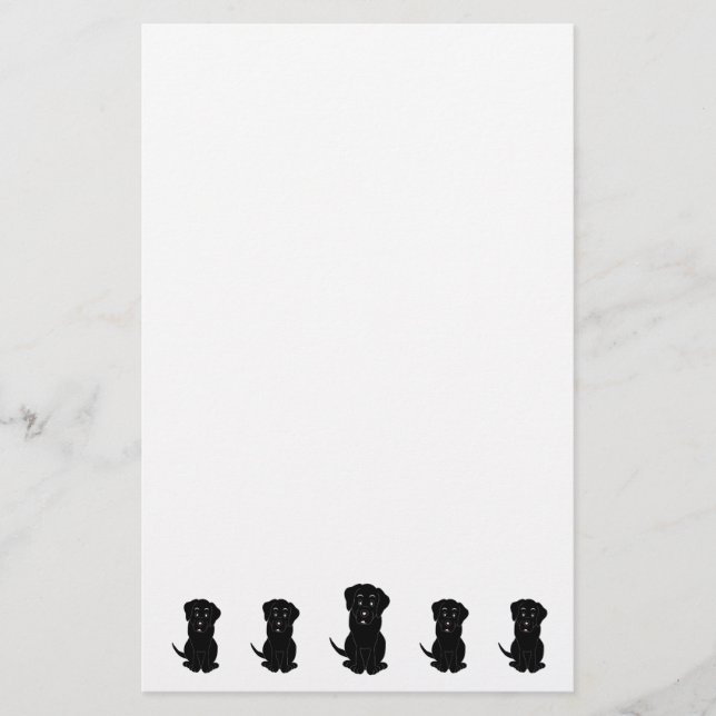 Schwarzes Labrador-Hund-Design Briefpapier (Vorderseite)