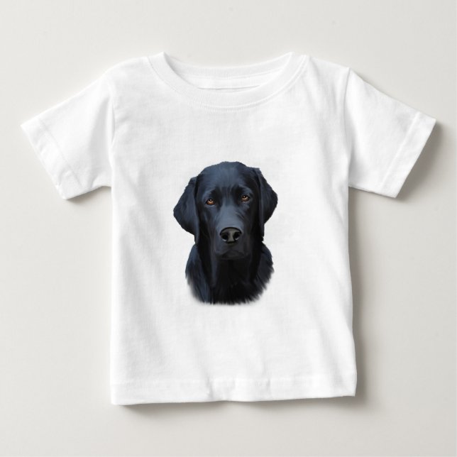 Schwarzes Labrador Hund Farbe Farbe Farbe Malerei Baby T-shirt (Vorderseite)