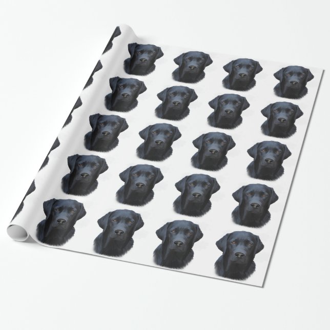 Schwarzes Labrador Hund Farbe Farbe Farbe Malerei Geschenkpapier (Ungerollt)