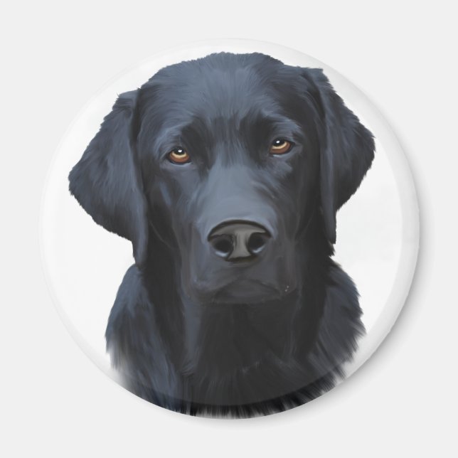 Schwarzes Labrador Hund Farbe Farbe Farbe Malerei Magnet (Vorne)