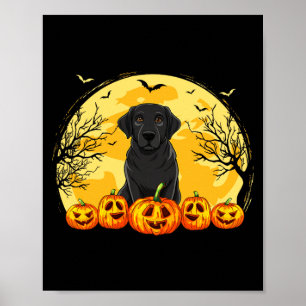 Schwarzes Labrador-Hund-Kürbisse-Halloween-Kostüm Poster