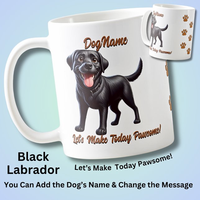 Schwarzes Labrador - Hundename hinzufügen, Text än Kaffeetasse (Von Creator hochgeladen)