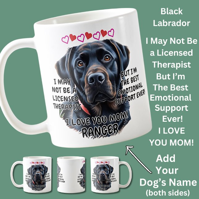 Schwarzes Labrador, Hundename hinzufügen, Text änd Kaffeetasse (Von Creator hochgeladen)