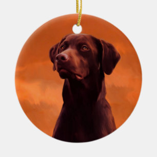 Schwarzes Labrador Hundportrait Keramik Ornament