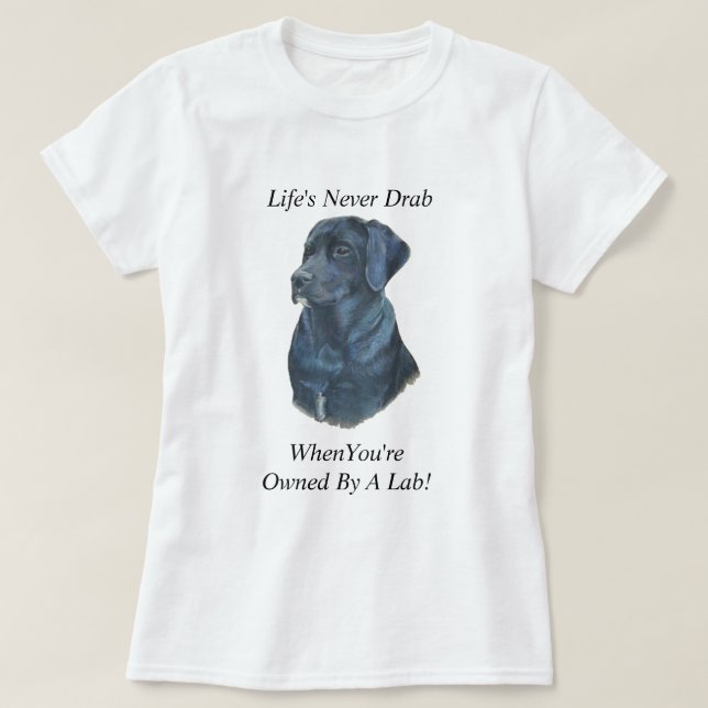 Schwarzes Labrador Hundportrait Original Spaß Slog T-Shirt (Design vorne)