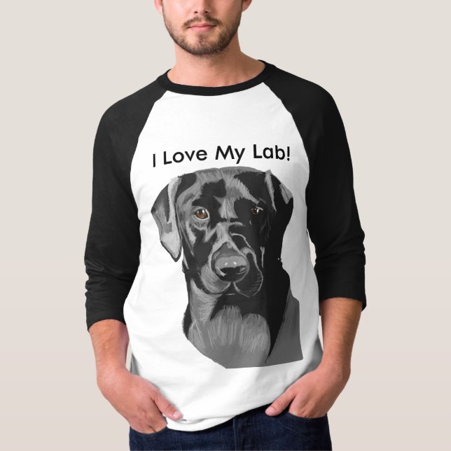 Schwarzes Labrador" ich Liebe mein Labrador " T-Shirt (Vorderseite)