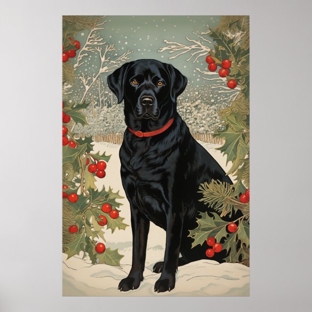 Schwarzes Labrador im Winter Poster (Vorne)