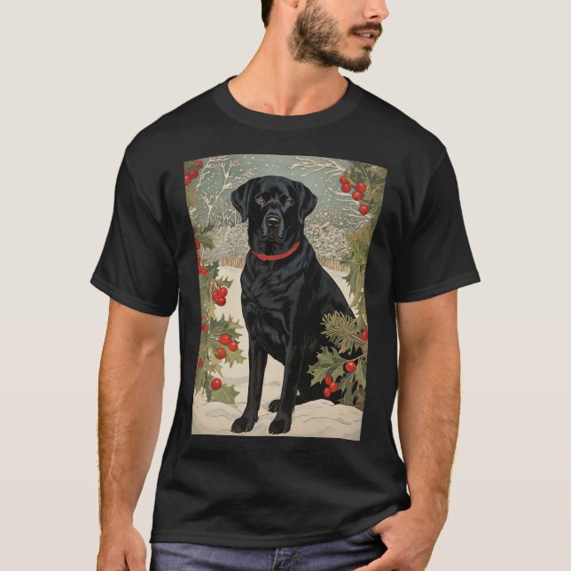 Schwarzes Labrador im Winter T-Shirt (Vorderseite)