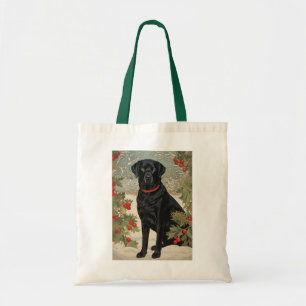 Schwarzes Labrador im Winter Tragetasche