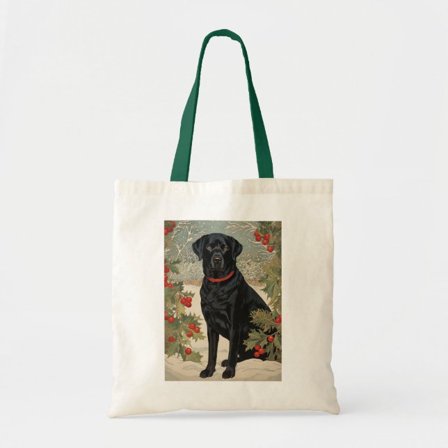 Schwarzes Labrador im Winter Tragetasche (Vorne)