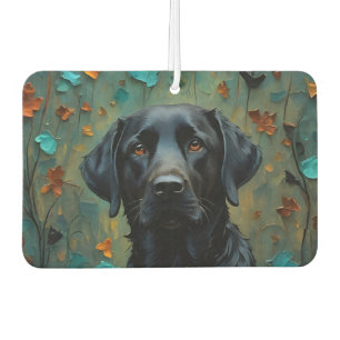 Schwarzes Labrador in Blätter Autolufterfrischer