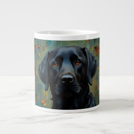 Schwarzes Labrador in Blätter Jumbo-Tasse