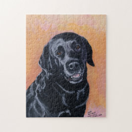 Schwarzes Labrador Lächelnde Malerei Puzzle