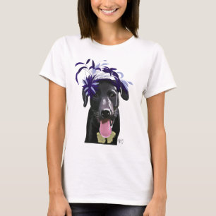 Schwarzes Labrador mit blauem Fascinator T-Shirt
