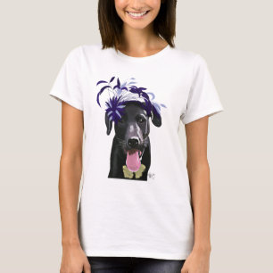 Schwarzes Labrador mit blauem Fascinator T-Shirt
