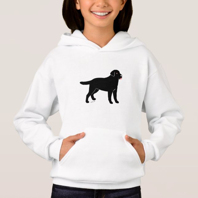 Schwarzes Labrador mit einer kleinen Zunge Hoodie (Vorderseite)