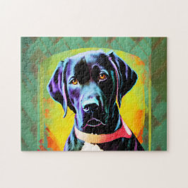 Schwarzes Labrador mit Halsband Puzzle