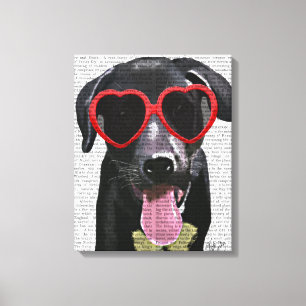 Schwarzes Labrador mit Herzsonnenbrille Leinwanddruck