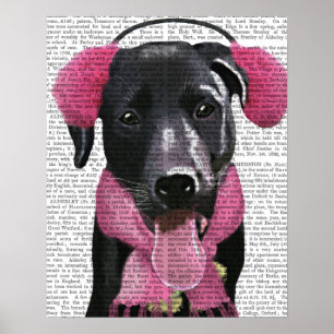 Schwarzes Labrador mit Ohr-Muffen Poster