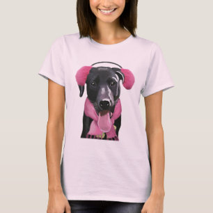 Schwarzes Labrador mit Ohrmuscheln T-Shirt