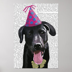 Schwarzes Labrador mit Party-Hut Poster