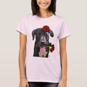 Schwarzes Labrador mit Rose 2 T-Shirt