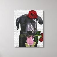 Schwarzes Labrador mit Rose