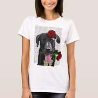 Schwarzes Labrador mit Rose