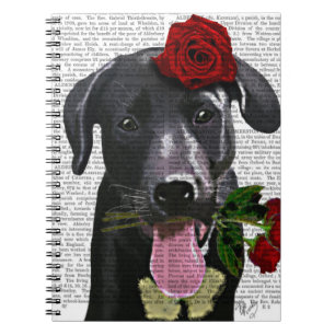 Schwarzes Labrador mit Rosen Notizblock
