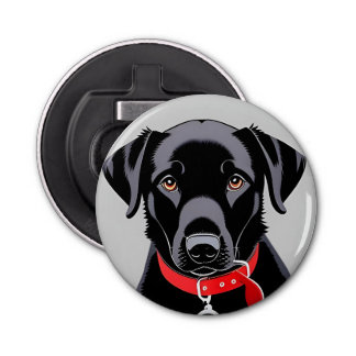 Schwarzes Labrador mit rotem Collar Flaschenöffner