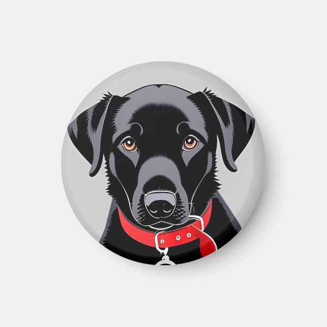 Schwarzes Labrador mit rotem Collar Magnet (Vorne)