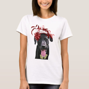 Schwarzes Labrador mit rotem Faszinator T-Shirt