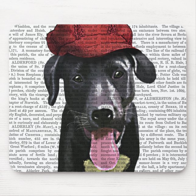 Schwarzes Labrador mit roter Spitze Mousepad (Vorne)