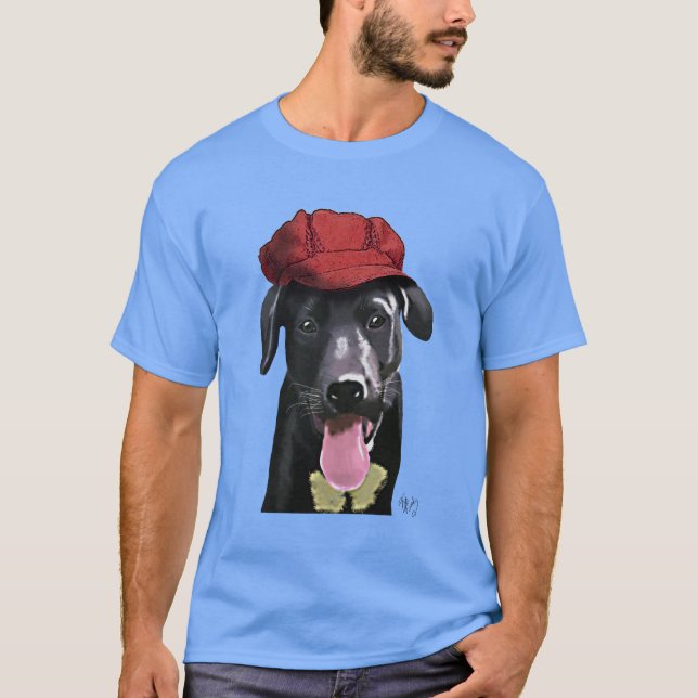 Schwarzes Labrador mit roter Spitze T-Shirt (Vorderseite)