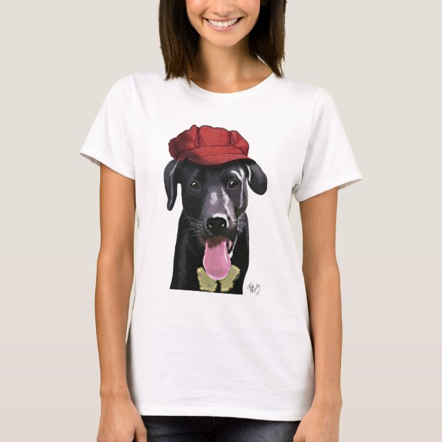Schwarzes Labrador mit roter Spitze T-Shirt (Vorderseite)