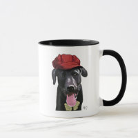Schwarzes Labrador mit roter Spitze