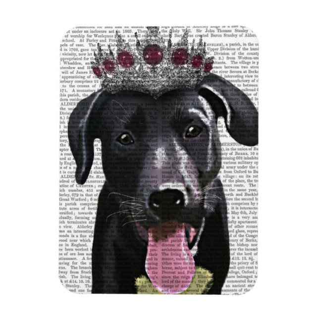 Schwarzes Labrador mit Tiara Magnet (Vertikal)