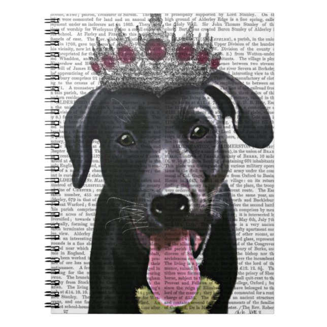 Schwarzes Labrador mit Tiara Notizblock (Vorderseite)