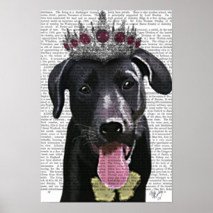 Schwarzes Labrador mit Tiara Poster