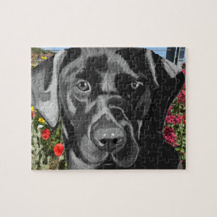 Schwarzes Labrador-Portrait Puzzle