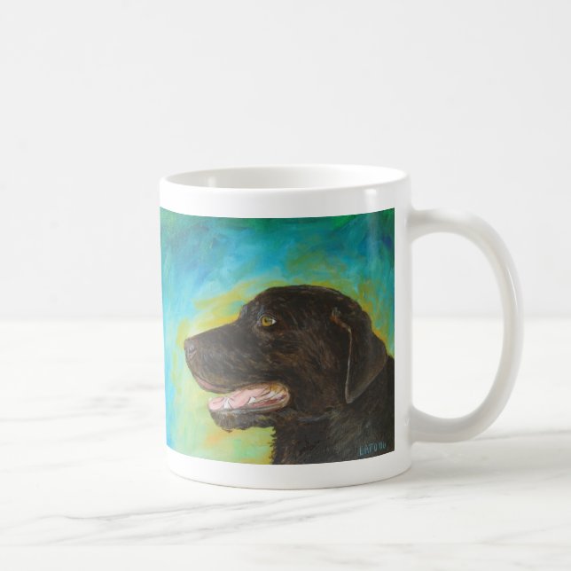 Schwarzes Labrador Retriever Art Painting Tasse (Rechts)