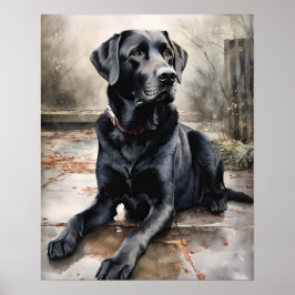 Schwarzes Labrador Retriever Hund Art Print Poster