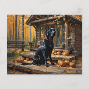 Schwarzes Labrador Retriever Log Kabine Herbst