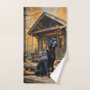 Schwarzes Labrador Retriever Log Kabine Herbst Handtuch